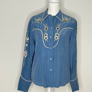 Embroidered Blue Women's Blouse